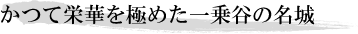 かつて栄華を極めた一乗谷の名城