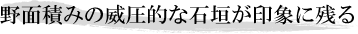 野面積みの威圧的な石垣が印象に残る