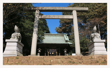 鳥居の先に新田神社の拝殿が見えます。