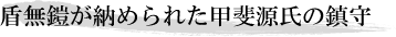 盾無鎧が納められた甲斐源氏の鎮守