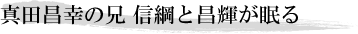 真田昌幸の兄 信綱と昌輝が眠る