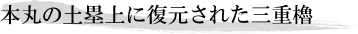 本丸の土塁上に復元された三重櫓