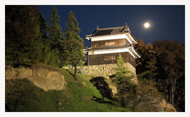 月明かりに浮かぶ上田城の南櫓です。