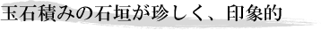 玉石積みの石垣が珍しく、印象的